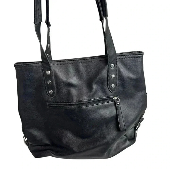 Relic black leather shoulder bag with two pockets on front - Picture 4 of 11